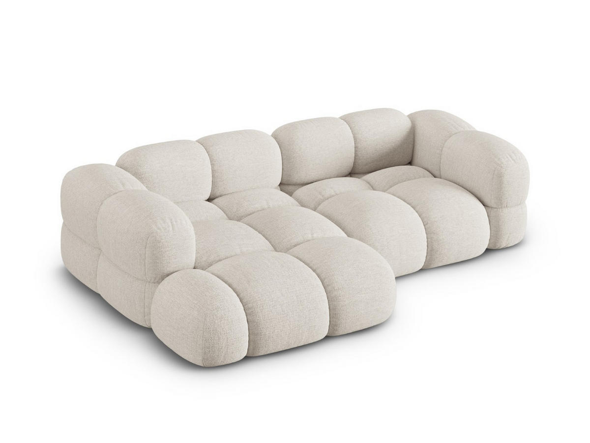 ECKSOFA links Loretto aus strukturiertem Stoff beige 3 Sitzplätze - Beige, Textil (147/250cm) - Cosmopolitan Design