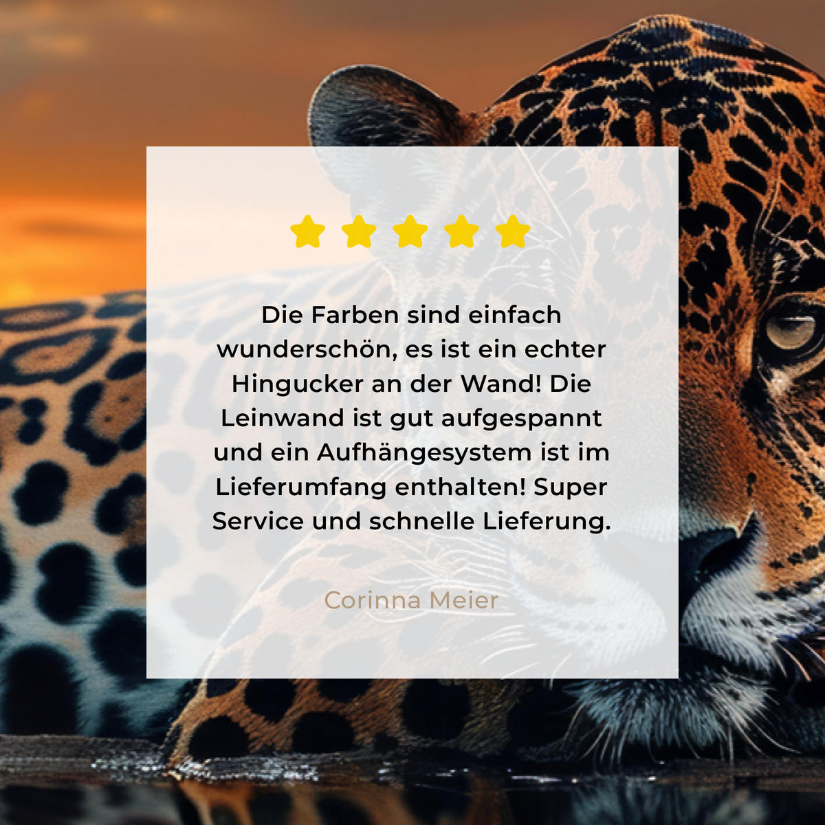 LEINWANDBILD Natur - Leopard - Tier - Sonnenuntergang - Modern Groß 140x90 cm - Orange, Textil (140/90cm) - MuchoWow
