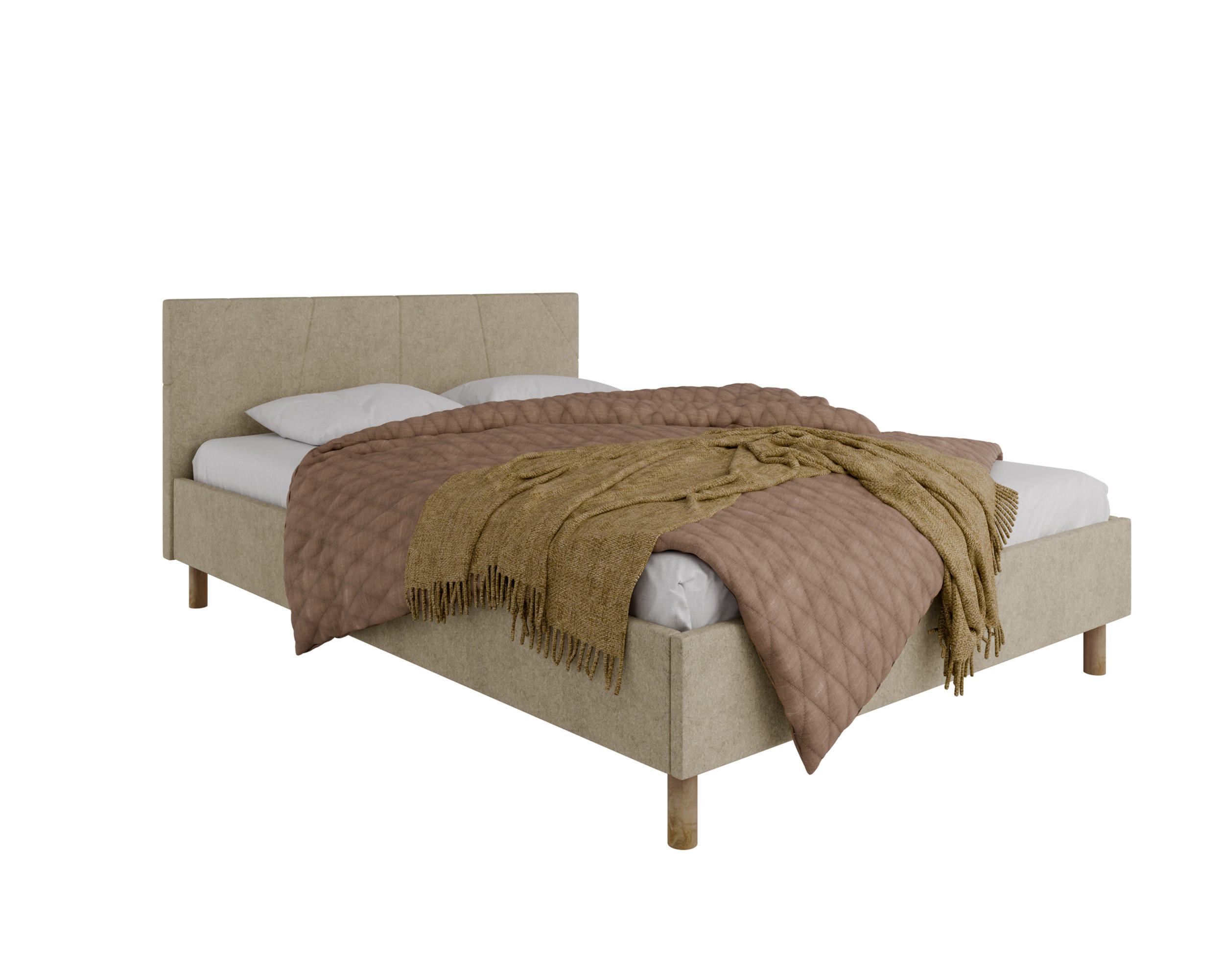 POLSTERBETT ALMORE 140x200cm, 7-Zonen-Taschenfederkernmatratze CIRA (24 cm), beige - Beige, Holz (140/200cm) - Homesy