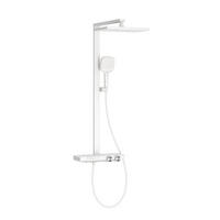 ÜBERKOPFBRAUSESET mit Thermostat Einstellbarer Durchfluss 4-Strahl Mattweiß - Weiß, Metall (40.2/105/57.3cm) - EMKE