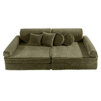 KINDERSOFA, Aesthetic, Cord, Khaki - Dunkelgrün, Textil (160/24/80cm) - MeowBaby
