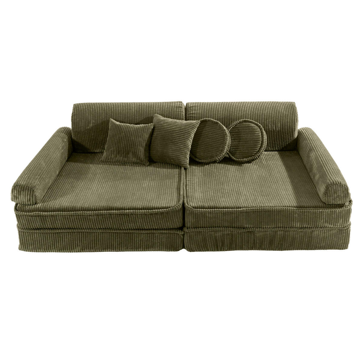 KINDERSOFA, Aesthetic, Cord, Khaki - Dunkelgrün, Textil (160/24/80cm) - MeowBaby