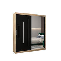 SCHWEBETÜRENSCHRANK 200/180/62 2-türig - Silberfarben/Schwarz, Holz/Kunststoff (180/200/62cm) - Abiks Möbel
