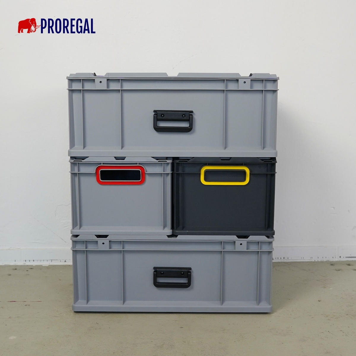 EUROBOX NextGen Color 32x30x40 cm 30 Liter Griffe schwarz offen, Grau - Schwarz/Grau, Kunststoff (30/32/40cm) - PROREGAL