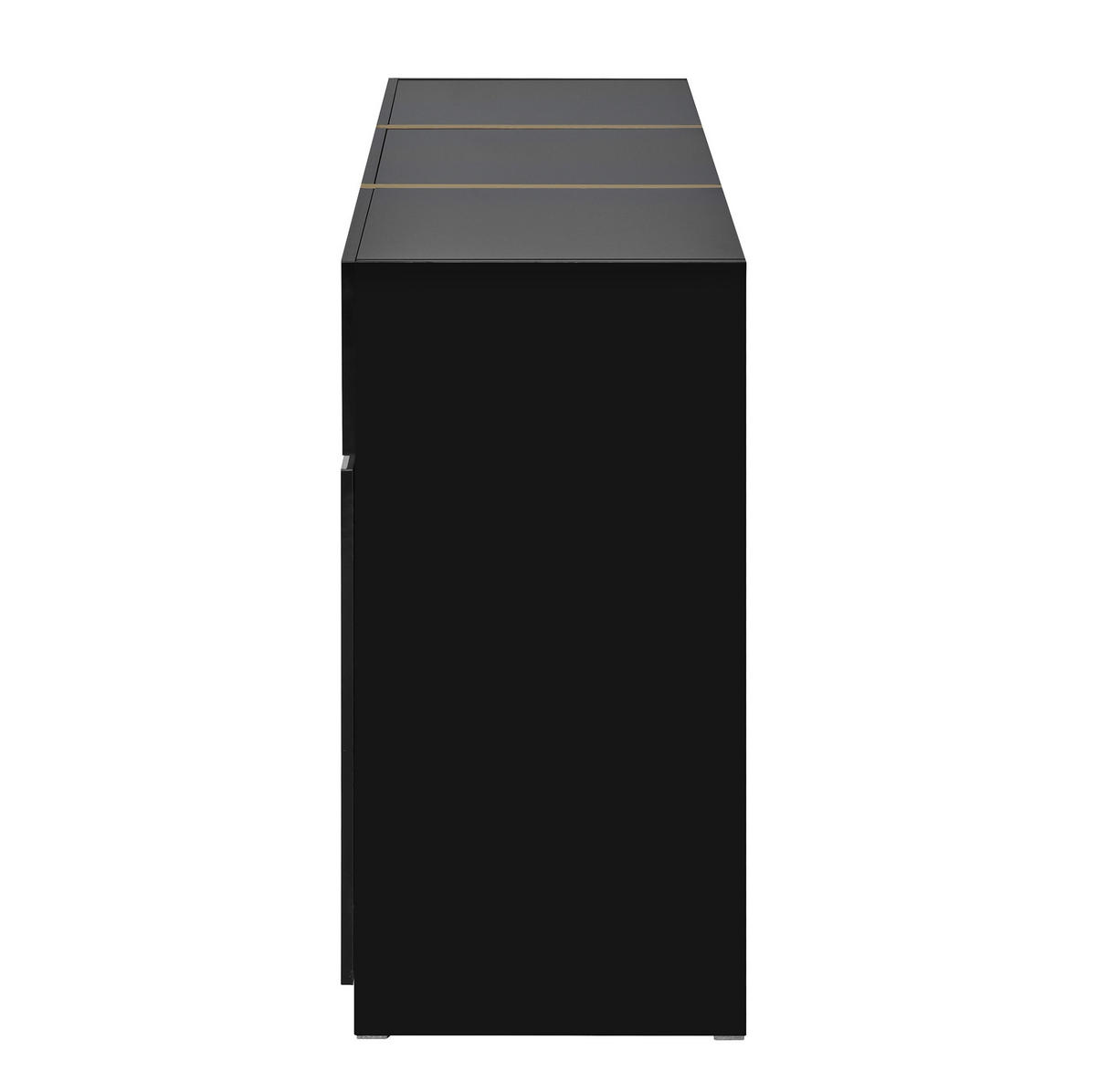 KOMMODE aus MDF & Spanplatte 160x40x78cm in Schwarz mit Hochglanz - Schwarz, Holzwerkstoff (160/78/40cm) - Modfu