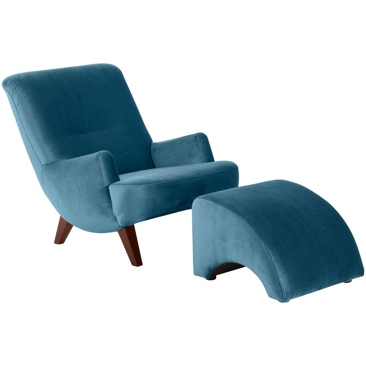 SESSEL Kajsa 71x80x101 Bezug Samtvelours Buche nussbaum/petrol - Nussbaumfarben/Petrol, Kunststoff (101/80/71cm) - 58aufmkessel