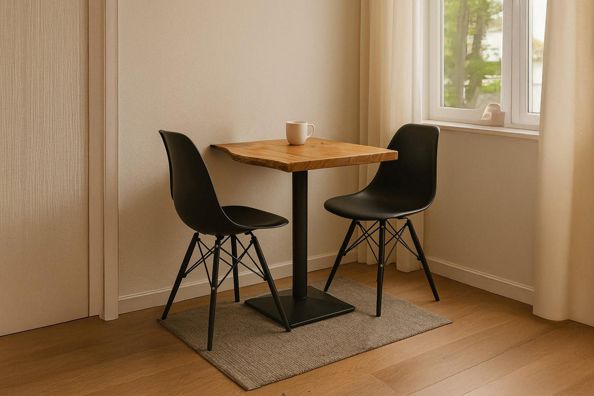 BISTROTISCH IRIS - Beige/Schwarz, Holz/Metall (70/70/76cm) - SAM