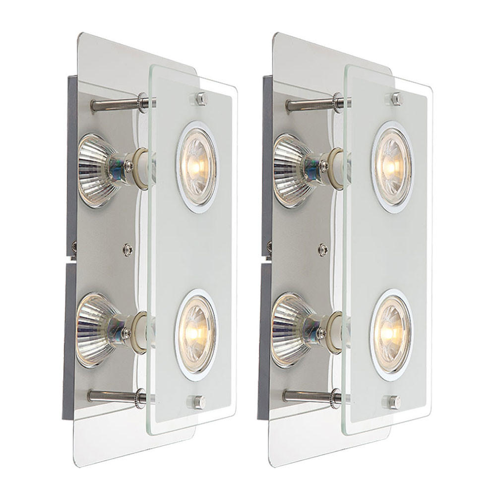 LED WANDLEUCHTE LION Glas Silber 2er Set - Silberfarben, Glas (7.4/16/7.4cm) - Globo Lighting