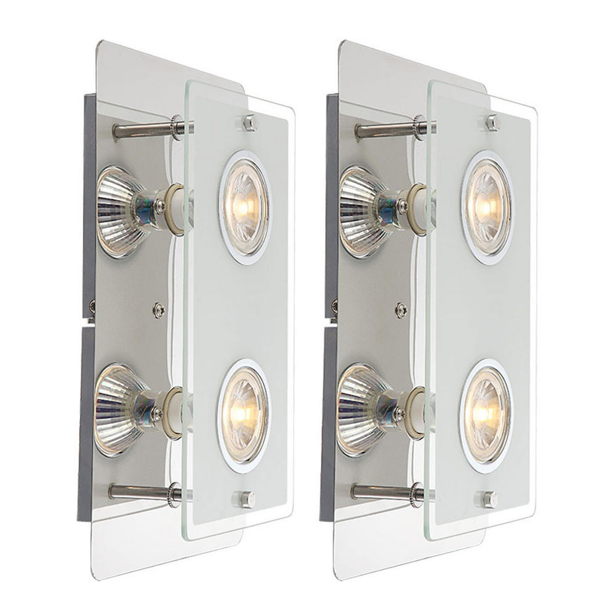 LED WANDLEUCHTE LION Glas Silber 2er Set - Silberfarben, Glas (7.4/16/7.4cm) - Globo Lighting