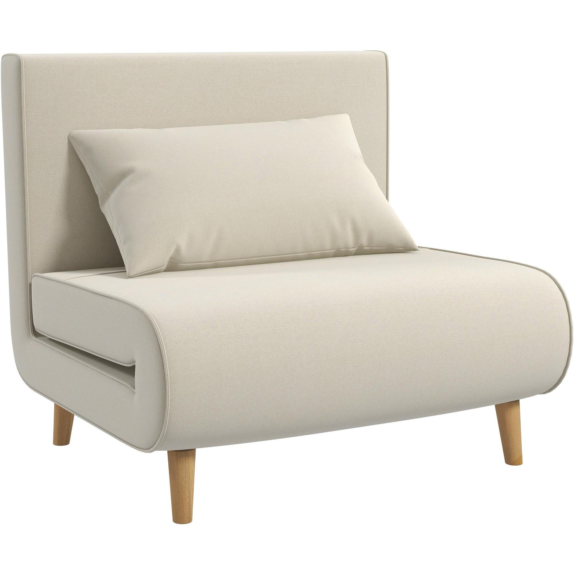 SCHLAFSOFA mit Leinen-Polyesterbezug, 6-fach verstellbar, 94/78/80 cm, Beige - Beige, Holz (78/80/94cm) - Redom