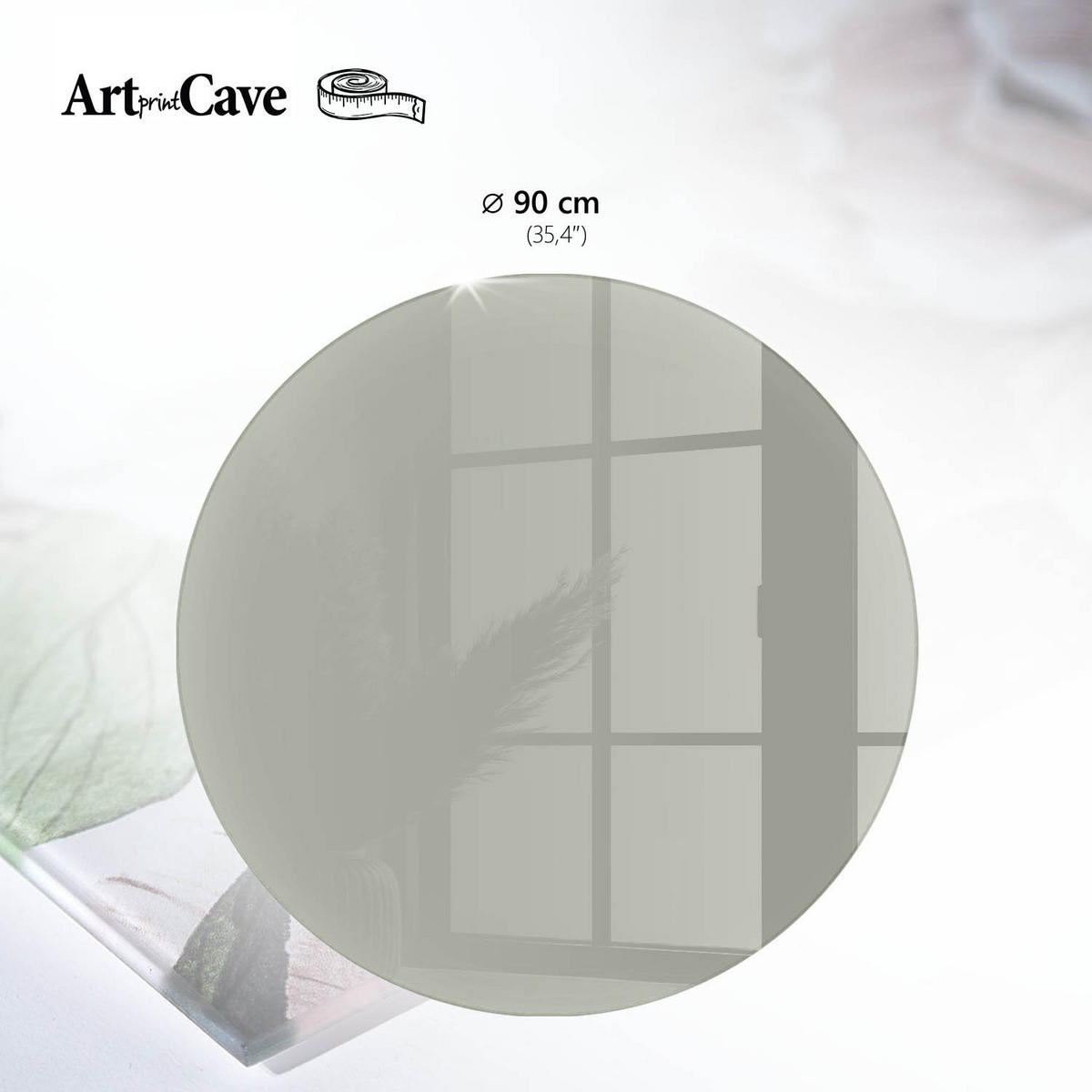 TISCHPLATTE fi90 cm – Neutralgrau - Blau, Glas (90/90/0.4cm) - Wallfluent