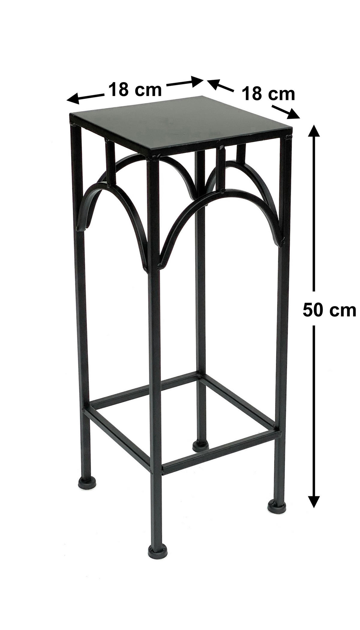 BLUMENHOCKER Metall Schwarz Eckig 50 cm 96132 S - Schwarz, Metall (18/50/18cm) - DanDiBo