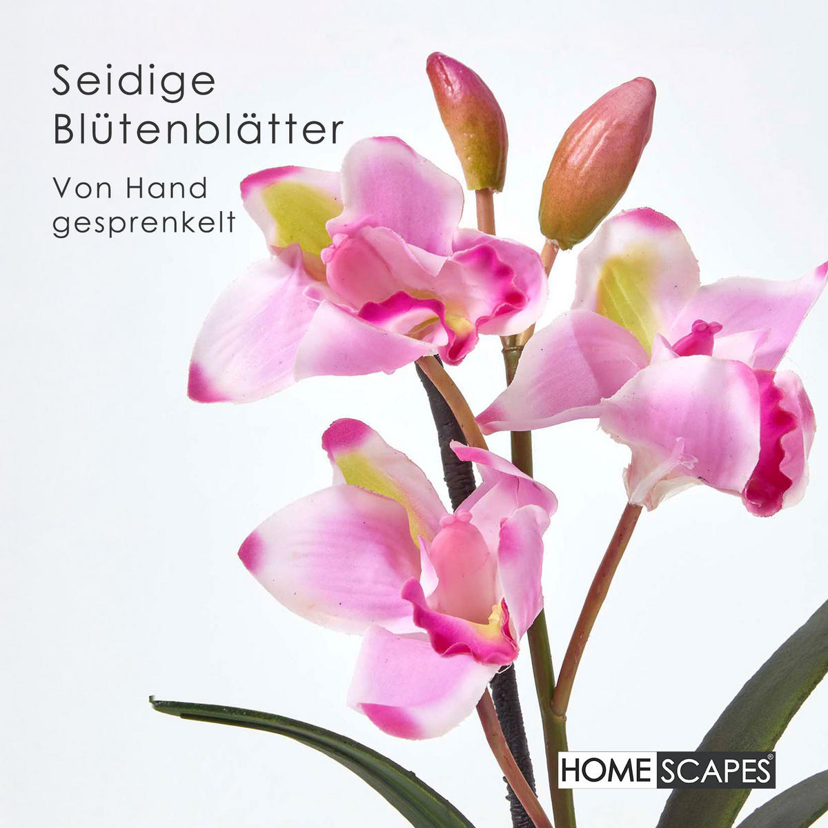 KUNSTBLUME Orchidee rosa im Deko-Topf, 38 cm - Rosa, Kunststoff (38cm) - Homescapes