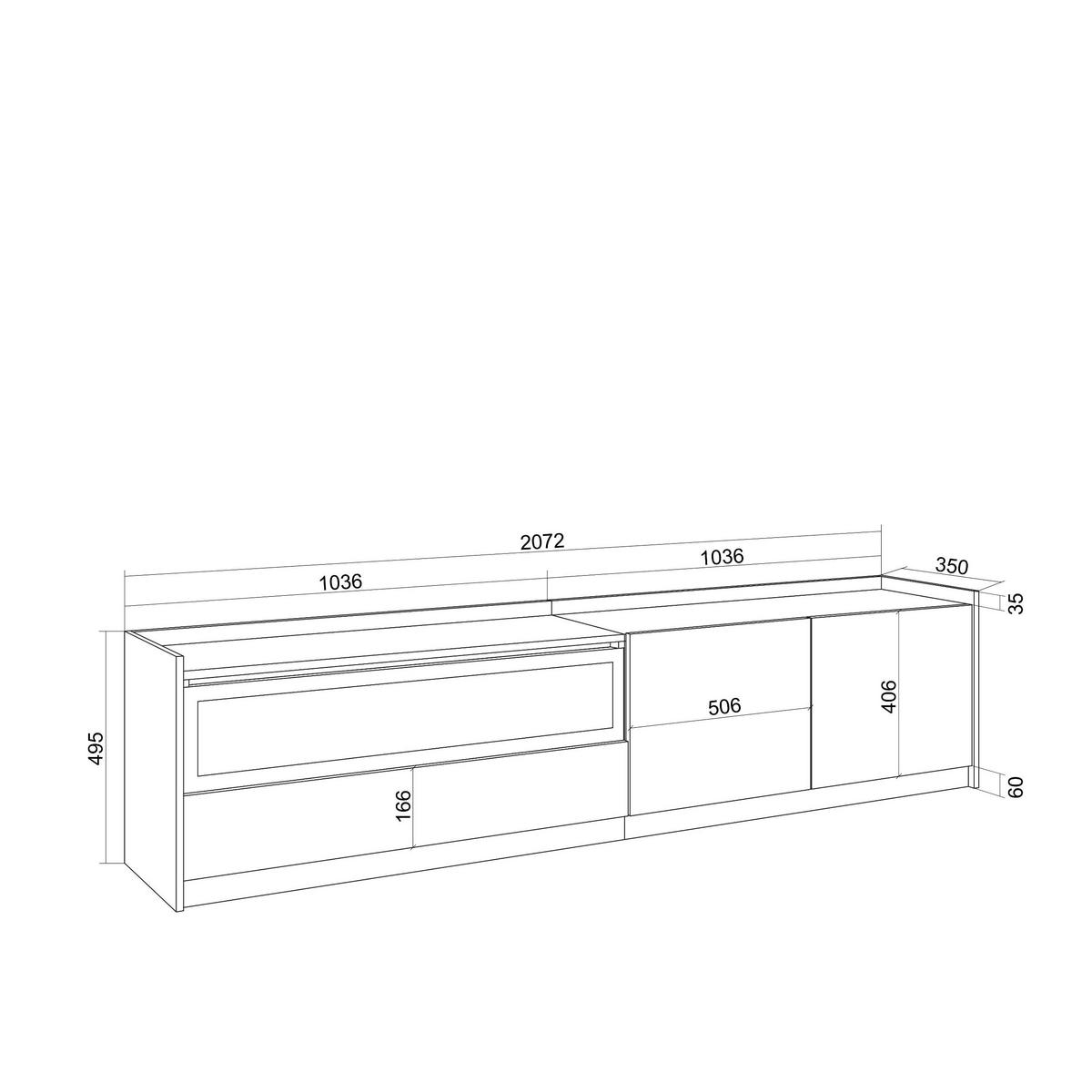 TV-SCHRANK, Lowboard, Schwarz Eiche, Elektrokamin, 207/37/50cm - Schwarz, Holzwerkstoff (207/50/37cm) - Skraut Home