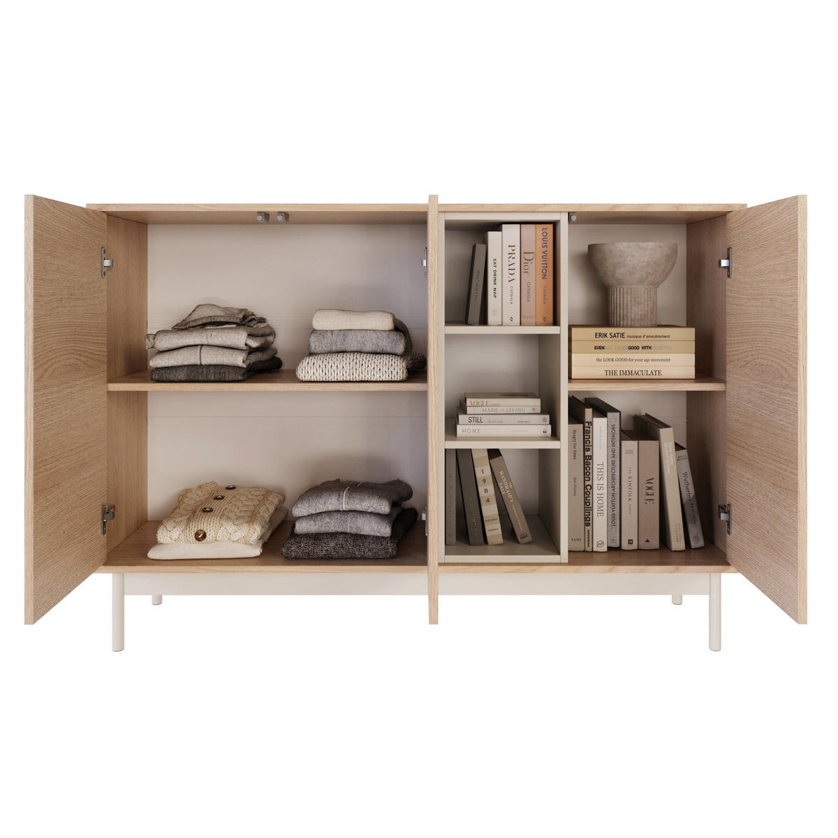 SIDEBOARD Layen Eichenholzoptik Kaschmirgrau 138 cm - Taupe/Beige, Holzwerkstoff/Metall (138/95/39cm) - Selsey