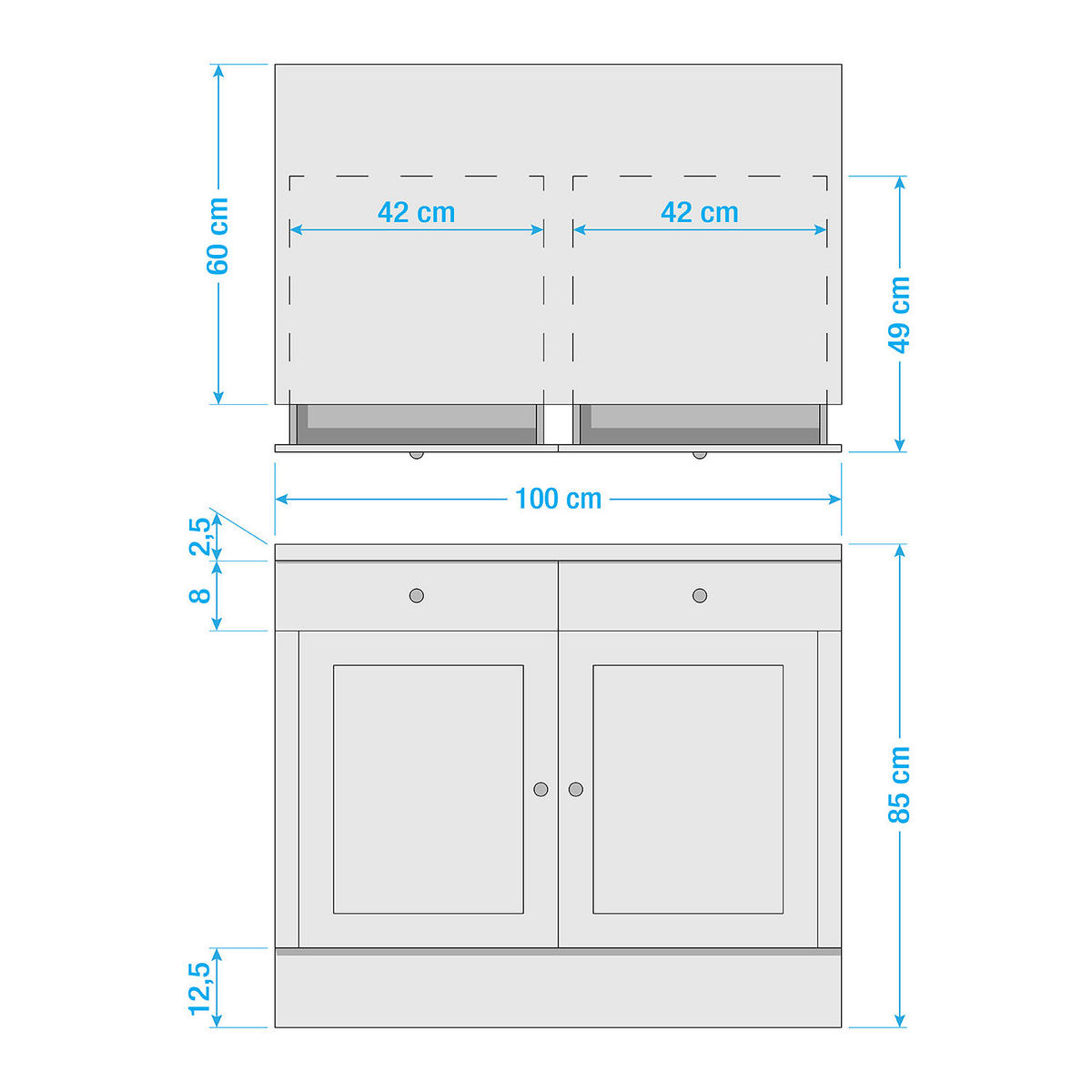 UNTERSCHRANK - Kiefer massiv - Kieferfarben, Holz (100/85/60cm) - home24