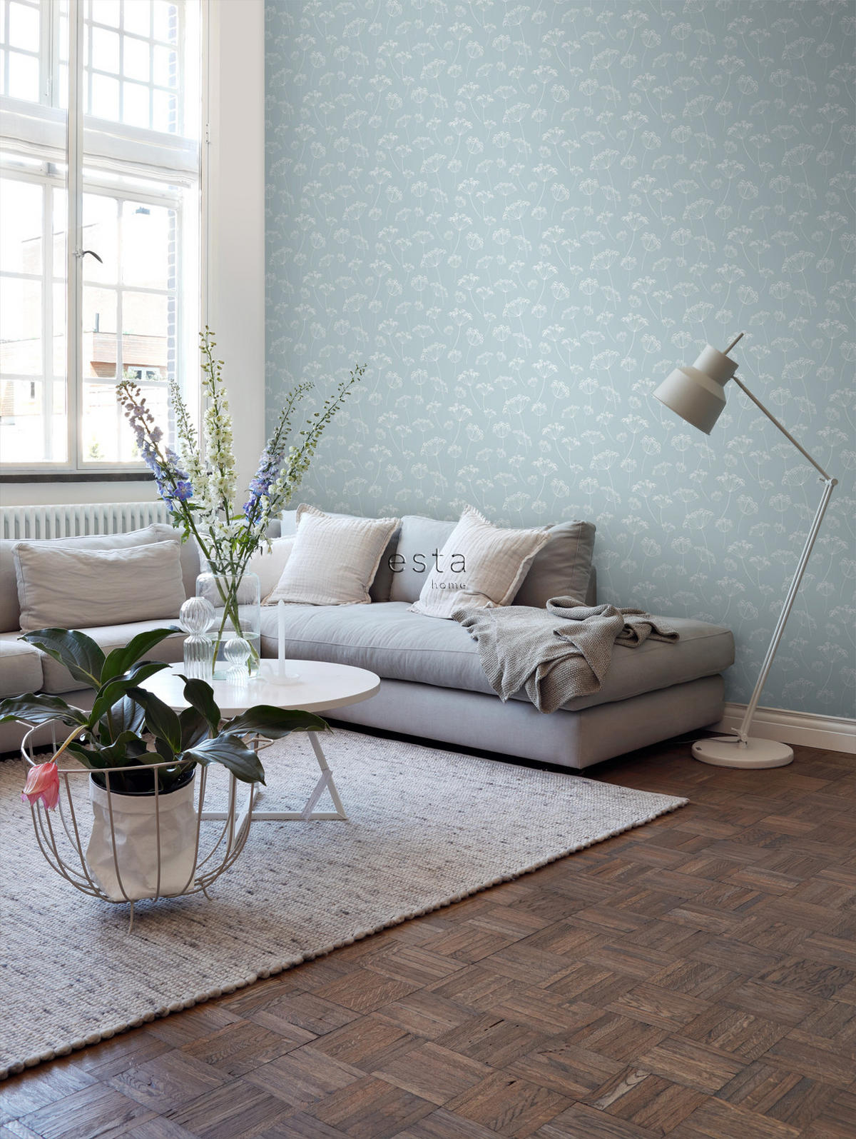 TAPETE Doldenblütler 53 cm x 10.05 m - Blau, Papier (53/1000cm) - ESTAhome
