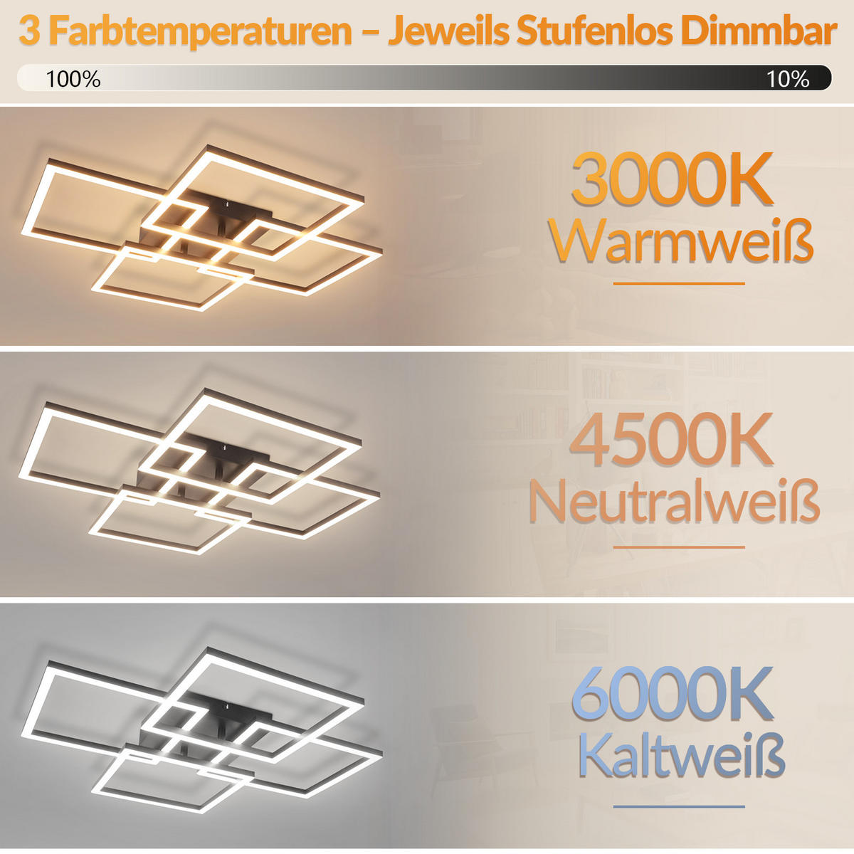 LED DECKENLEUCHTE Sylvex 58/58/6.7 cm - Schwarz, Kunststoff (58/58/6.7cm) - ZMH
