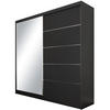 SCHWEBETÜRENSCHRANK Marika 200/216/61 schwarz mit Spiegel und Schubladen - Schwarz, Holzwerkstoff (200/216/61cm) - Beautysofa