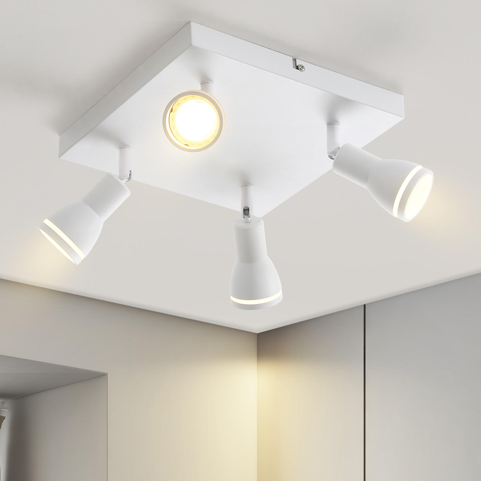 STRAHLER Aalen 4-flammig 25/25/15.7 cm - Weiß, Metall (25/25/15.7cm) - Nettlife