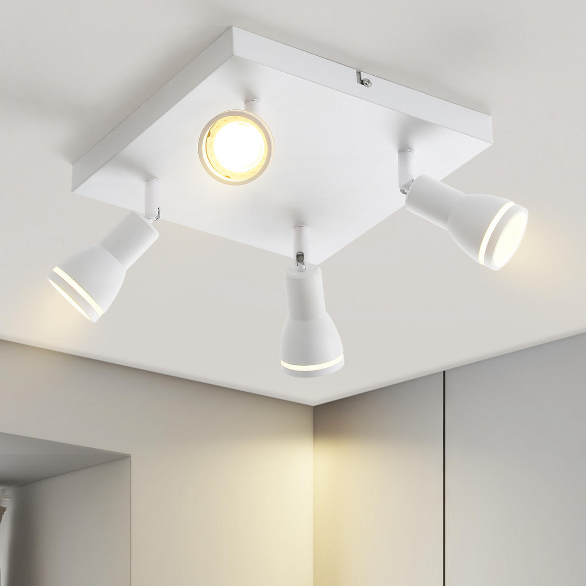 STRAHLER Aalen 4-flammig 25/25/15.7 cm - Weiß, Metall (25/25/15.7cm) - Nettlife