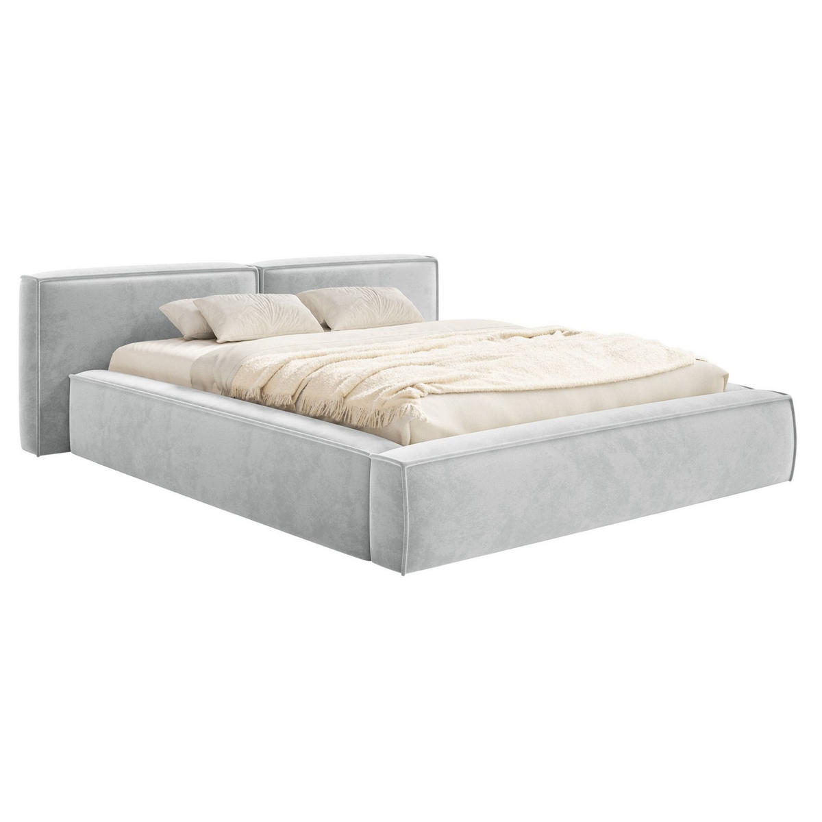 POLSTERBETT Tilves Low Hellgrau 160x200 cm - Hellgrau/Schwarz, Kunststoff/Textil (160/200cm) - Selsey