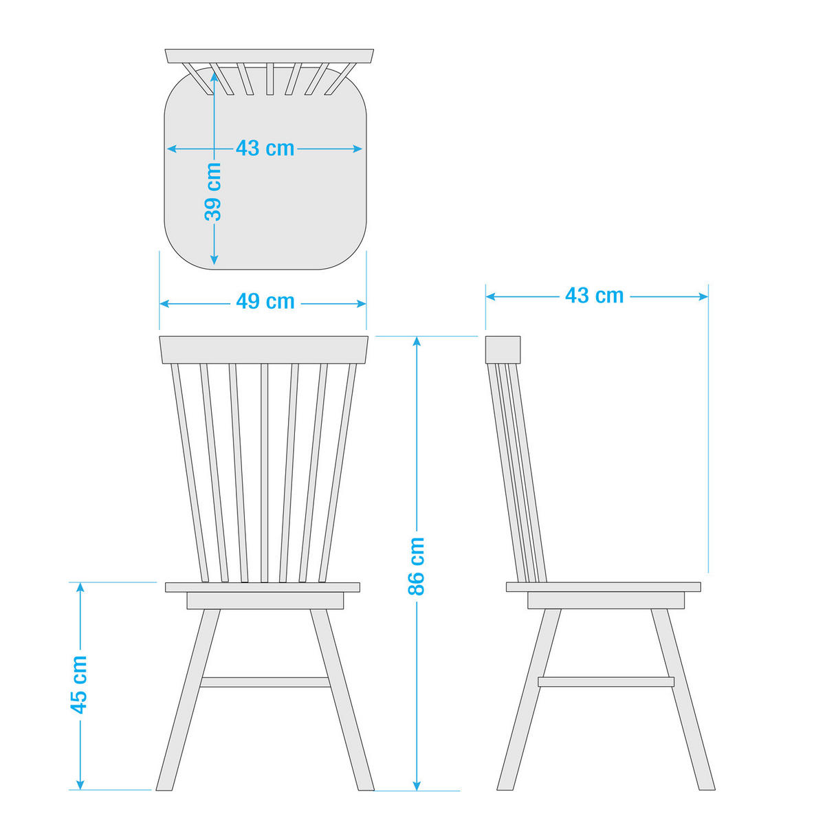 ESSZIMMERSTUHL - 2er-Set - Birke massiv - Weiß, Holz (49/86/43cm) - home24