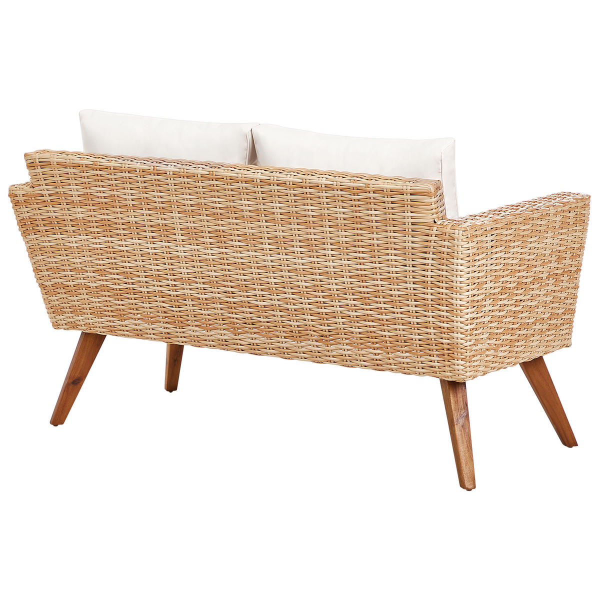 LOUNGE-SET 4-Sitzer PE Rattan Cremeweiß Vittoria - Hellbraun/Naturfarben, Kunststoff - Beliani