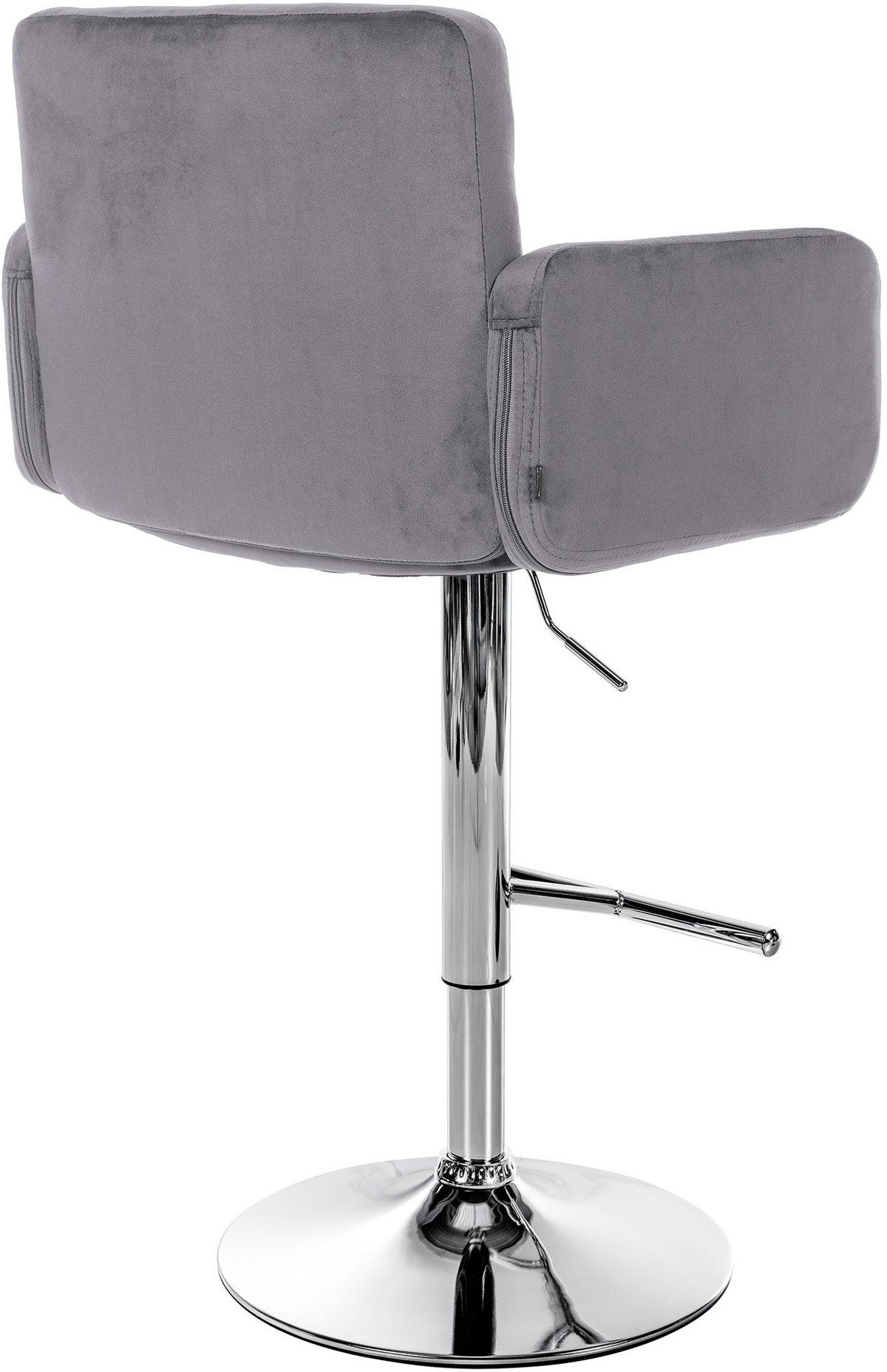 BARHOCKER Samt Dunkelgrau - Chromfarben/Dunkelgrau, Textil/Metall (60/93/56cm) - CLP
