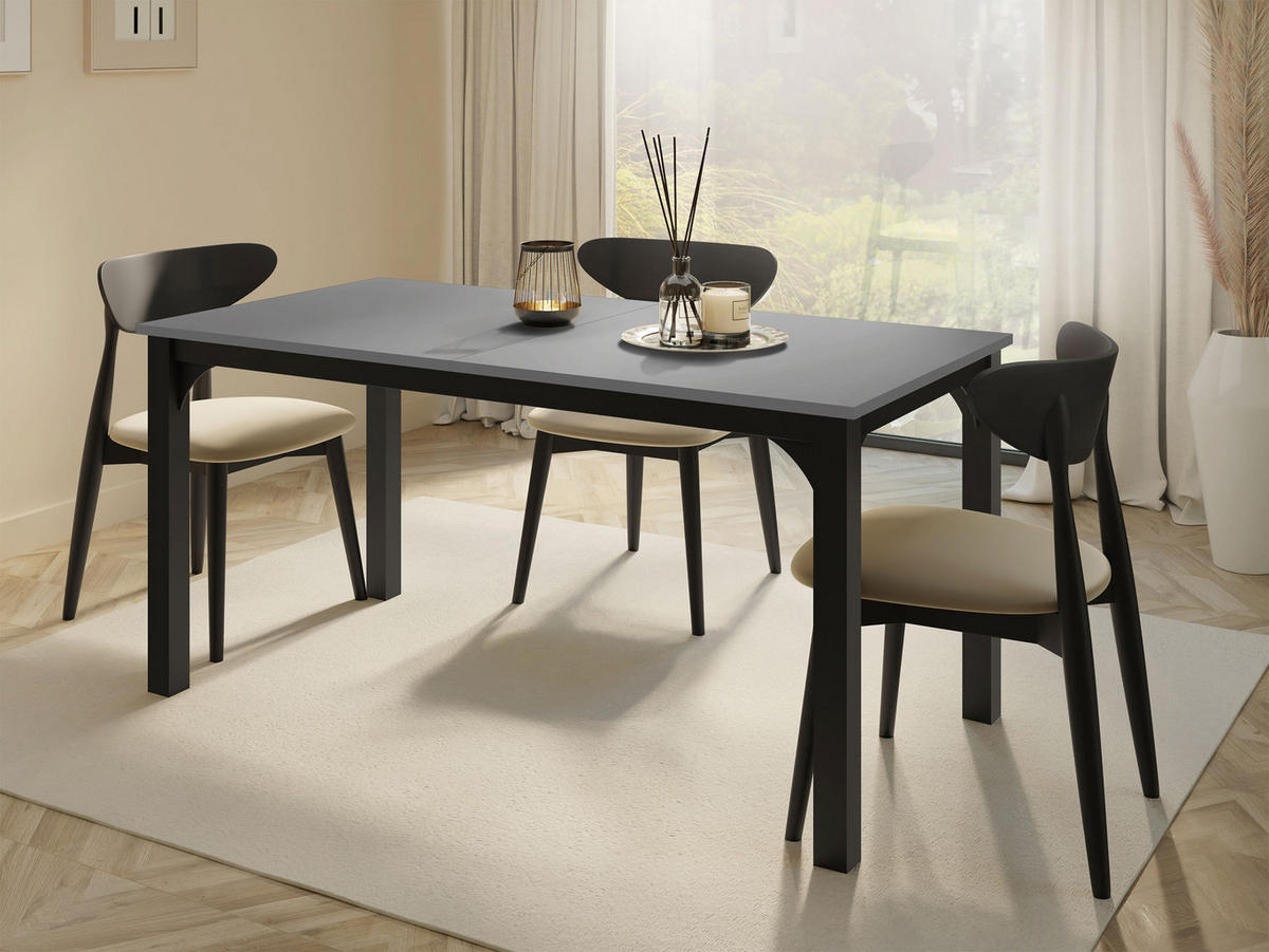 ESSTISCH Focus 160 - Schwarz/Grau, Holzwerkstoff/Metall (90/160/76cm) - MIRJAN24