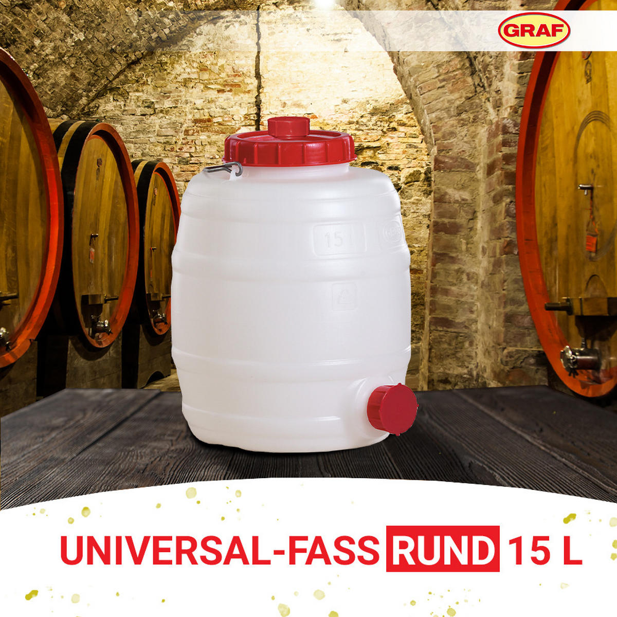 UNIVERSAL-FASS 15 L rund aus lebensmittelechten PE - Weiß, Kunststoff (30/34/30cm) - GRAF