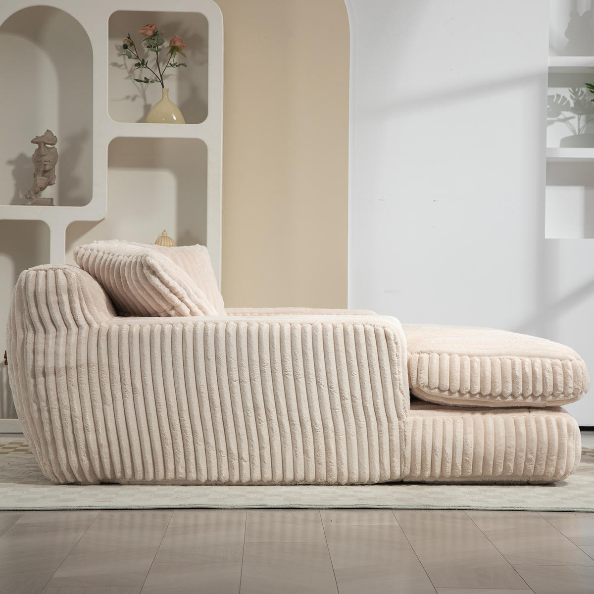 SOFABETT 125/155/63 cm Beige - Beige, Textil (125/63/155cm)