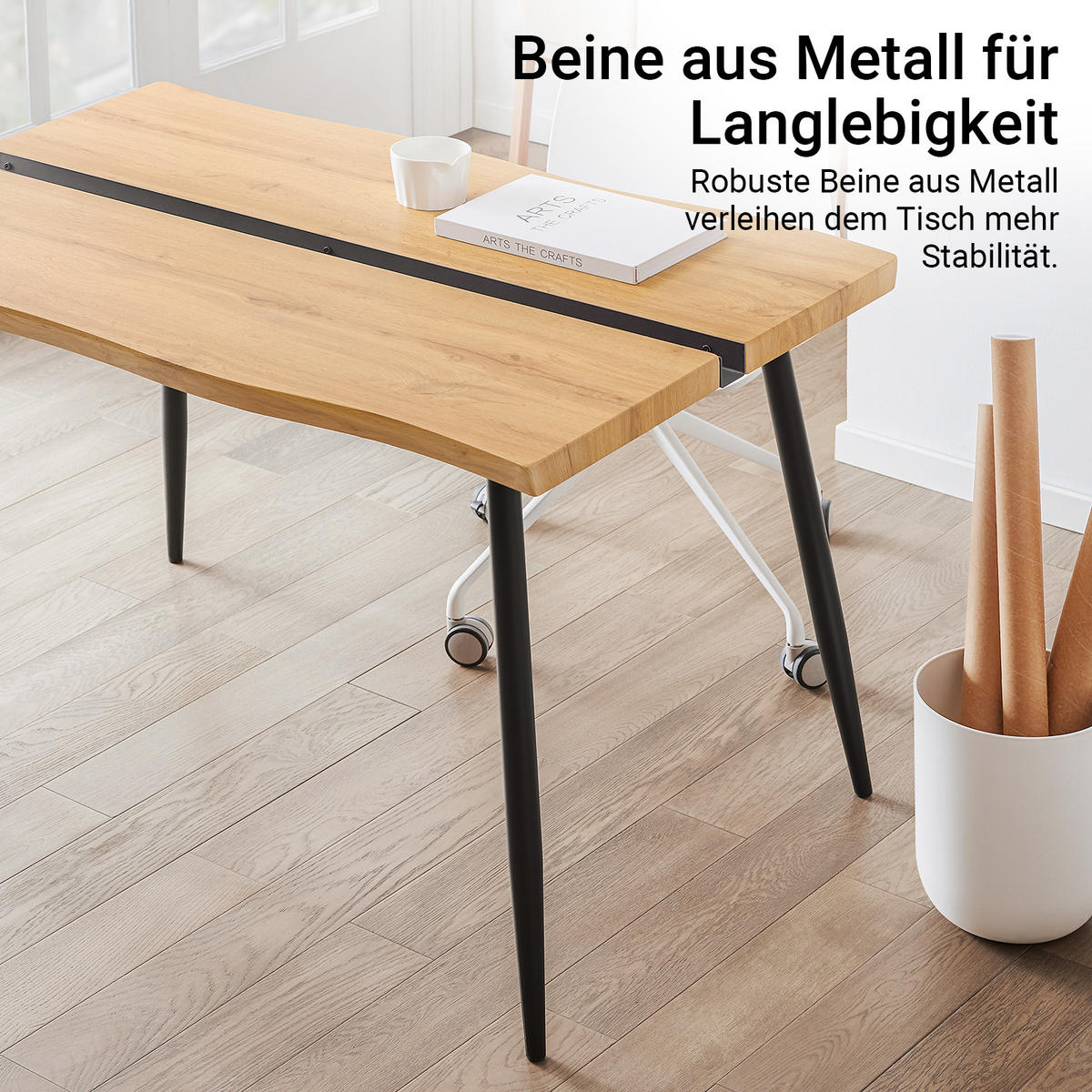 ESSTISCH Natur-Schwarz - Schwarz/Naturfarben, Holzwerkstoff/Metall (78/120/75cm) - SoBuy