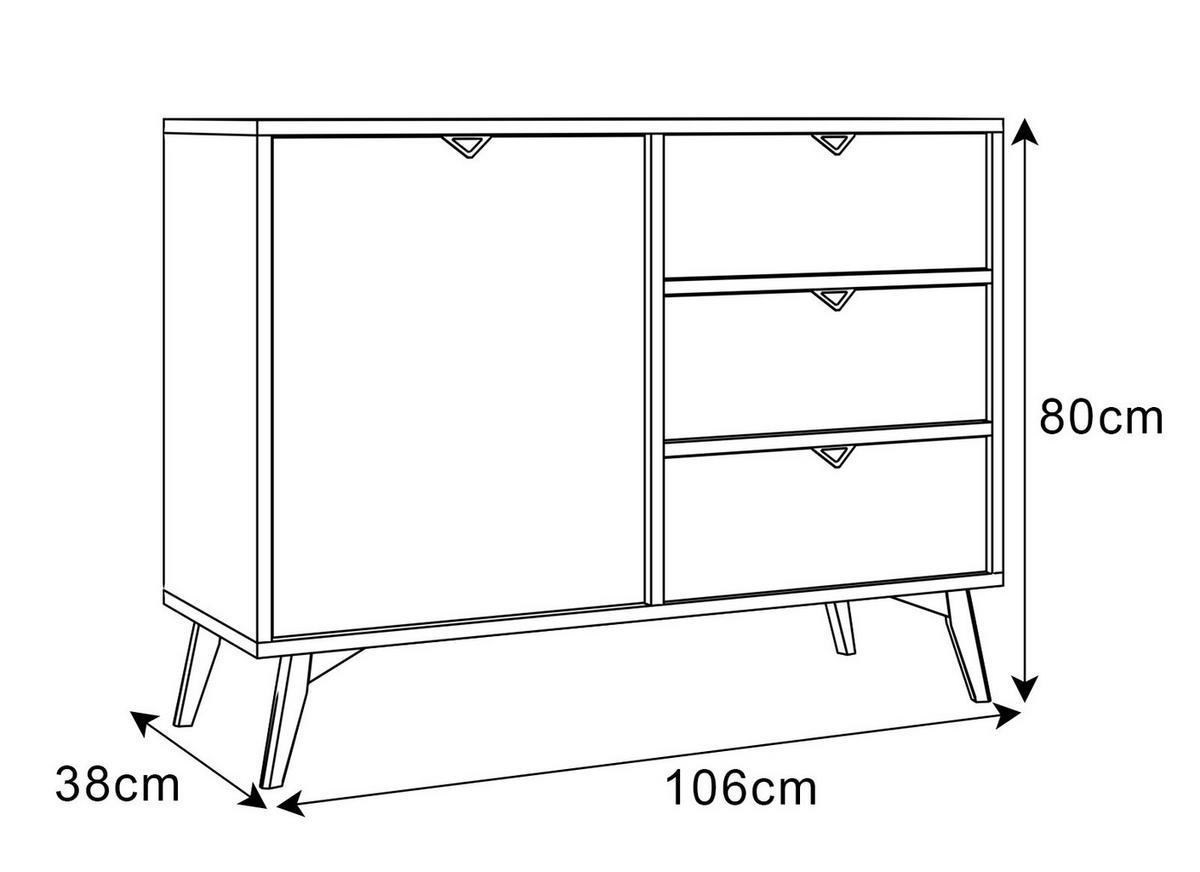 KOMMODE ALOE KSZD106 mit Schubladen Eukalyptus - Eukalyptusholzfarben, Holzwerkstoff (106/80/38cm) - Lookway