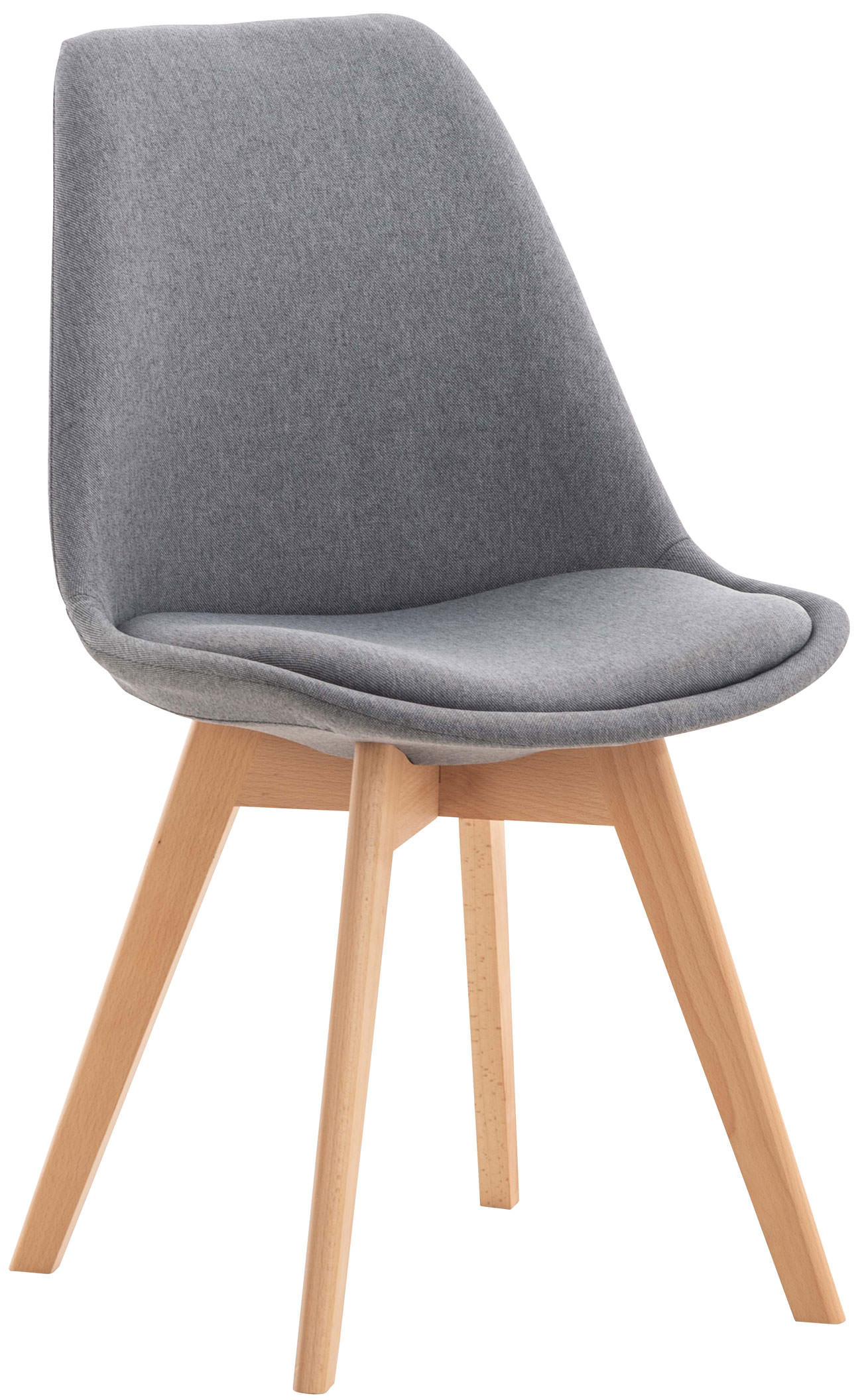 STUHL Stoff hellgrau - Eukalyptusholzfarben/Hellgrau, Holz/Textil (49/83/50cm) - CLP