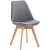 STUHL Stoff hellgrau - Eukalyptusholzfarben/Hellgrau, Holz/Textil (49/83/50cm) - CLP