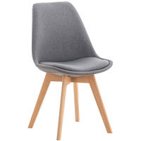 STUHL Stoff hellgrau - Eukalyptusholzfarben/Hellgrau, Holz/Textil (49/83/50cm) - CLP