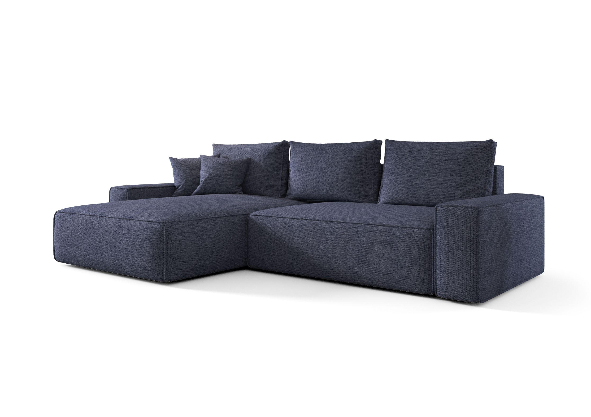 ECKSOFA MONA mit Schlaffunktion ARAGON 74 Links - Dunkelblau, Textil (280/185cm) - Bedante