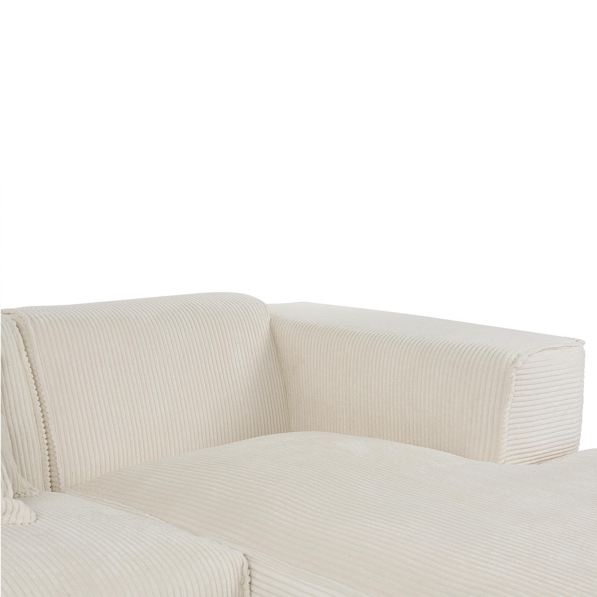 ECKSOFA Cord Cremeweiß rechtsseitig Dolva - Weiß, Textil (294/170cm) - Beliani