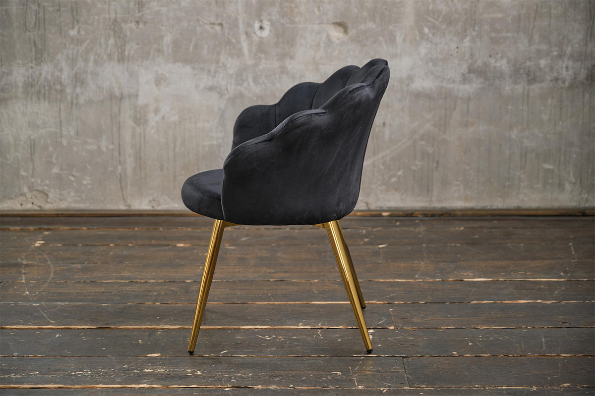 ESSZIMMERSTUHL CARLA Schwarz Velvet - Goldfarben/Schwarz, Textil (65/79/58cm) - KAWOLA