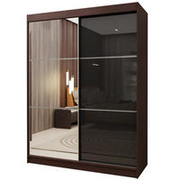 SCHWEBETÜRENSCHRANK VITALE 150/216/61 cm 2-türig mit Spiegel Wengefarben - Wengefarben/Schwarz, Holzwerkstoff (150/216/61cm) - MASSENO