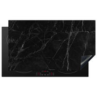 HERDABDECKPLATTE Schwarz - Marmor 91x52 cm - Schwarz, Kunststoff (91.2/0.2/52cm) - MuchoWow