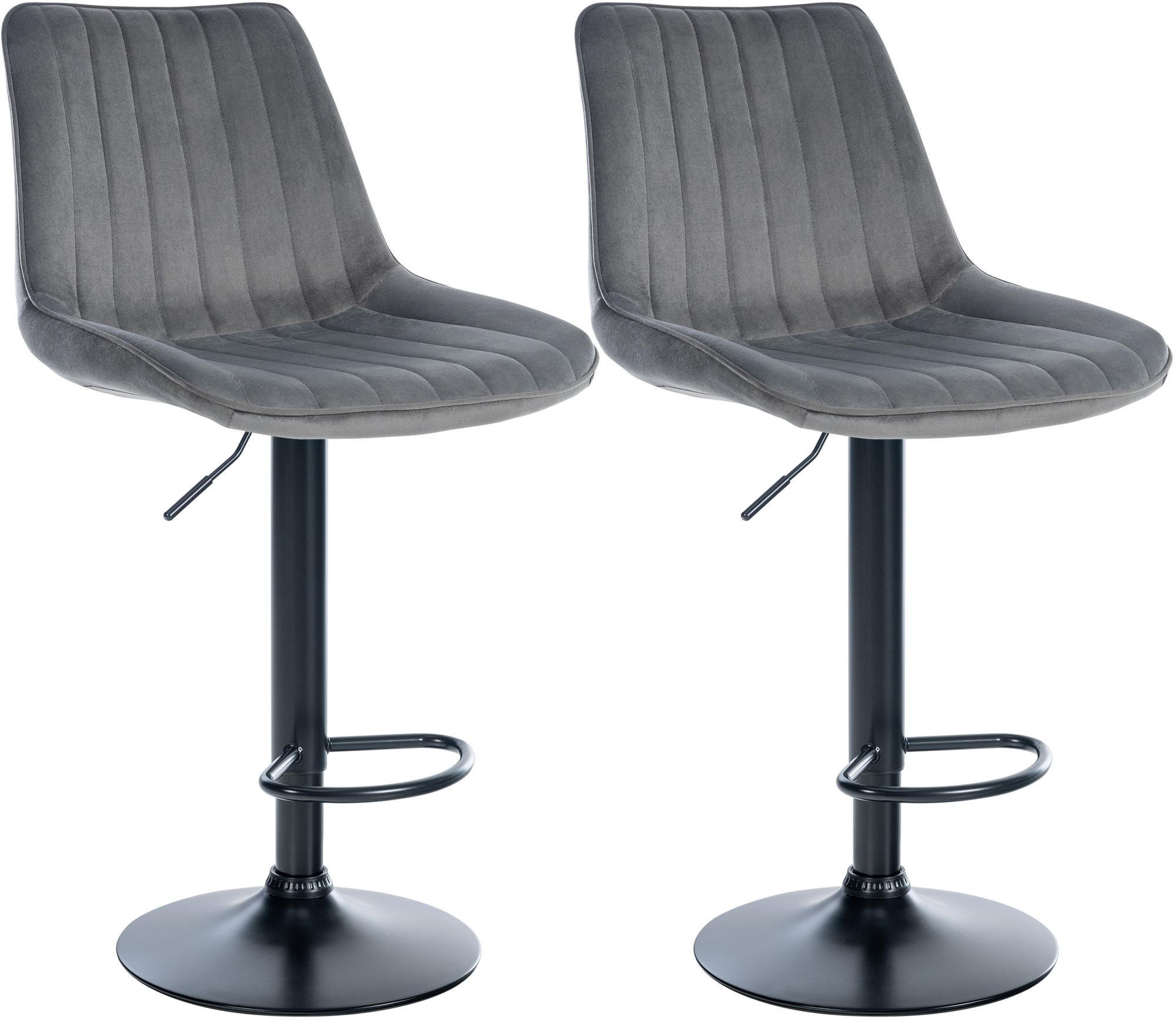 BARHOCKER 2er Set Samt Dunkelgrau - Dunkelgrau, Textil/Metall (49.5/91/50cm) - CLP