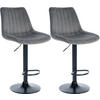 BARHOCKER 2er Set Samt Dunkelgrau - Dunkelgrau, Textil/Metall (49.5/91/50cm) - CLP