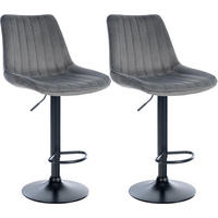 BARHOCKER 2er Set Samt Dunkelgrau - Dunkelgrau, Textil/Metall (49.5/91/50cm) - CLP