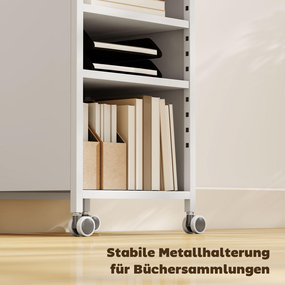 BÜCHERREGAL Metall Kunststoff Weiß - Weiß, Metall (34/69.5/35cm) - HOMCOM