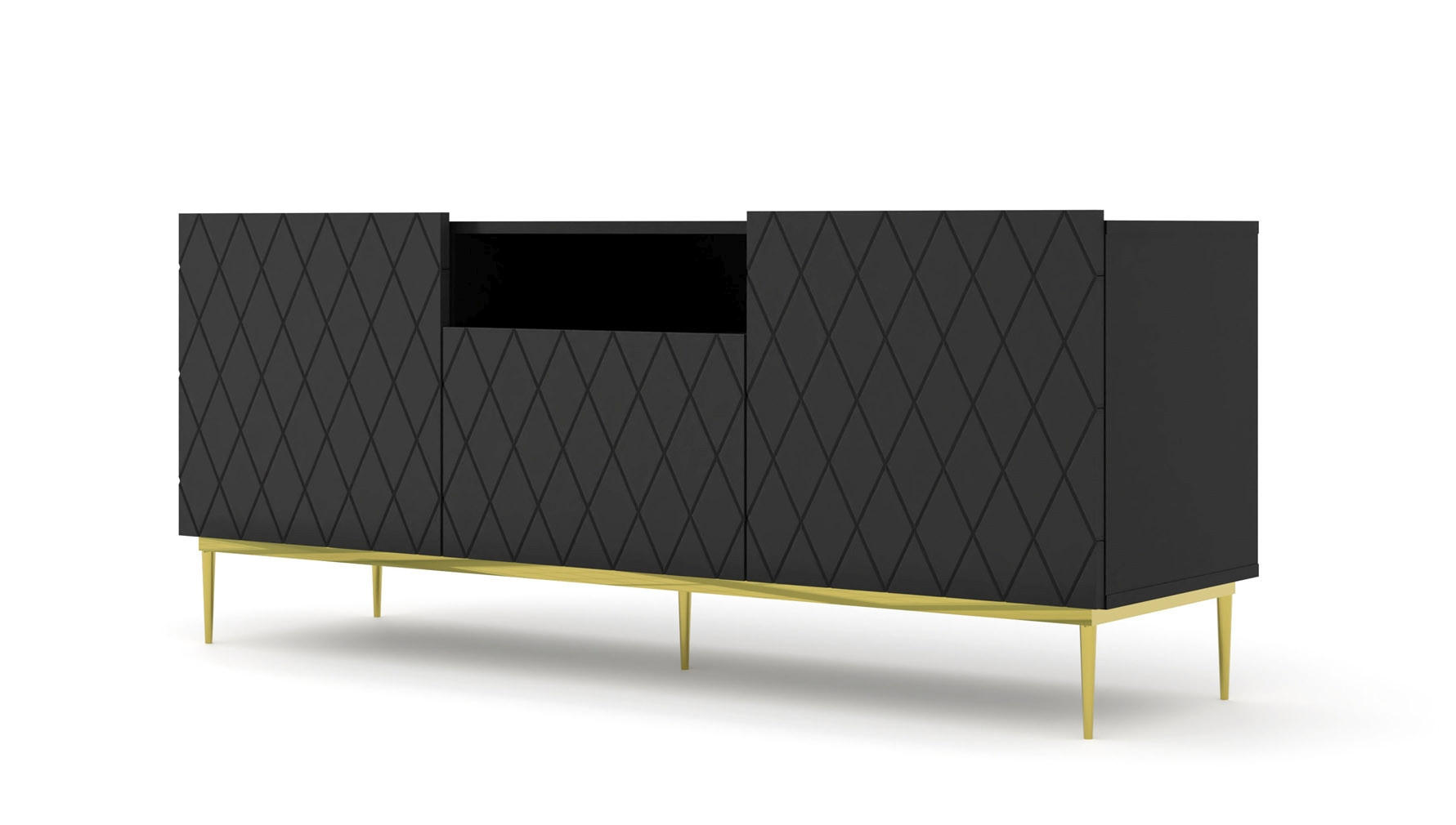 TV LOWBOARD Schwarz, Gold 145/60/40 - Goldfarben/Schwarz, Holzwerkstoff (145/60/40cm) - RAUMHIRSCH FURNITURE