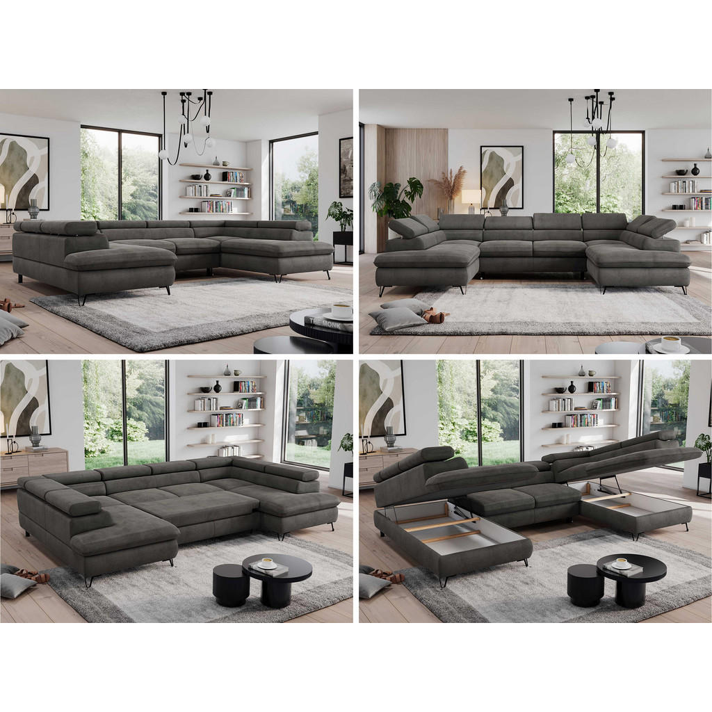 Thumbnail - MKS Wohnlandschaft, Dunkelgrau, Textil, 6-Sitzer, U-Form, 346x76x208 cm, Wohnzimmer, Sofas & Couches, Wohnlandschaften, ...