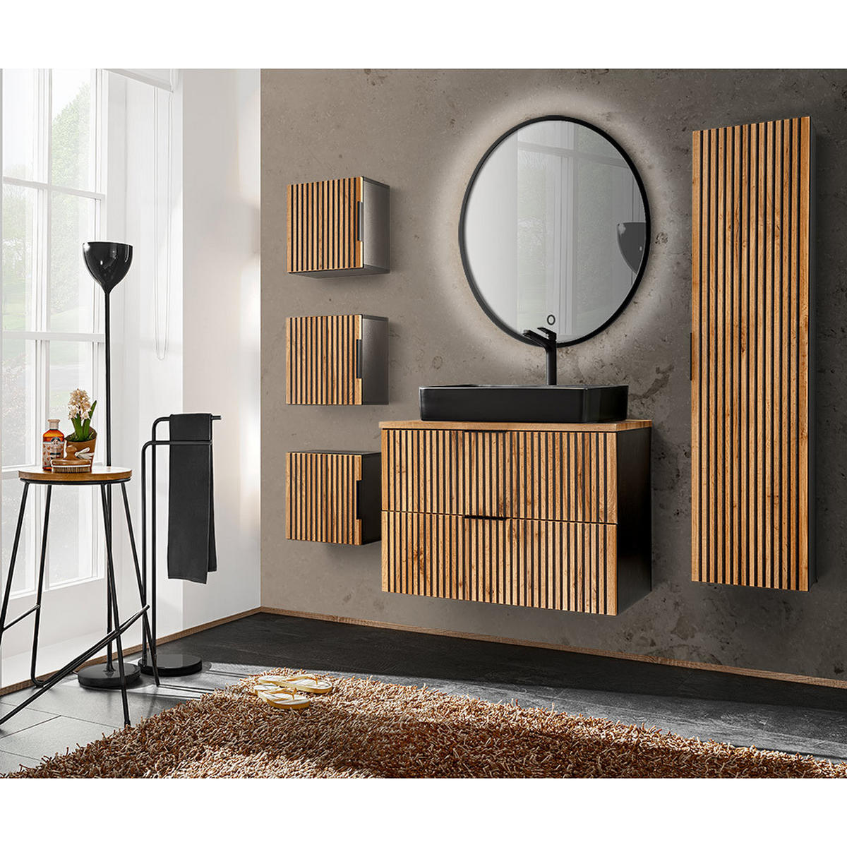 BADMÖBEL-SET 6-TLG. Xanten-56 - Braun, Holzwerkstoff (180/200/47cm) - Lomado