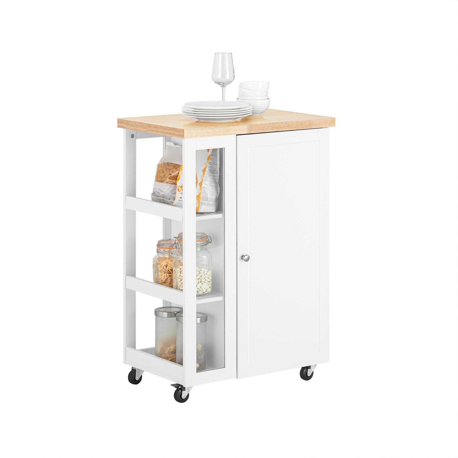 SoBuy KUCHYŇSKÝ VOZÍK s 1 dveřmi Bílá 60x40x90cm Nordický